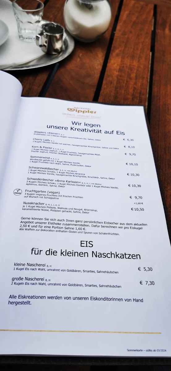 Speisekarte, Bäckerei Wippler GmbH