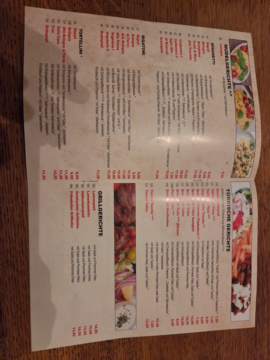Speisekarte, Ali's Pizzeria