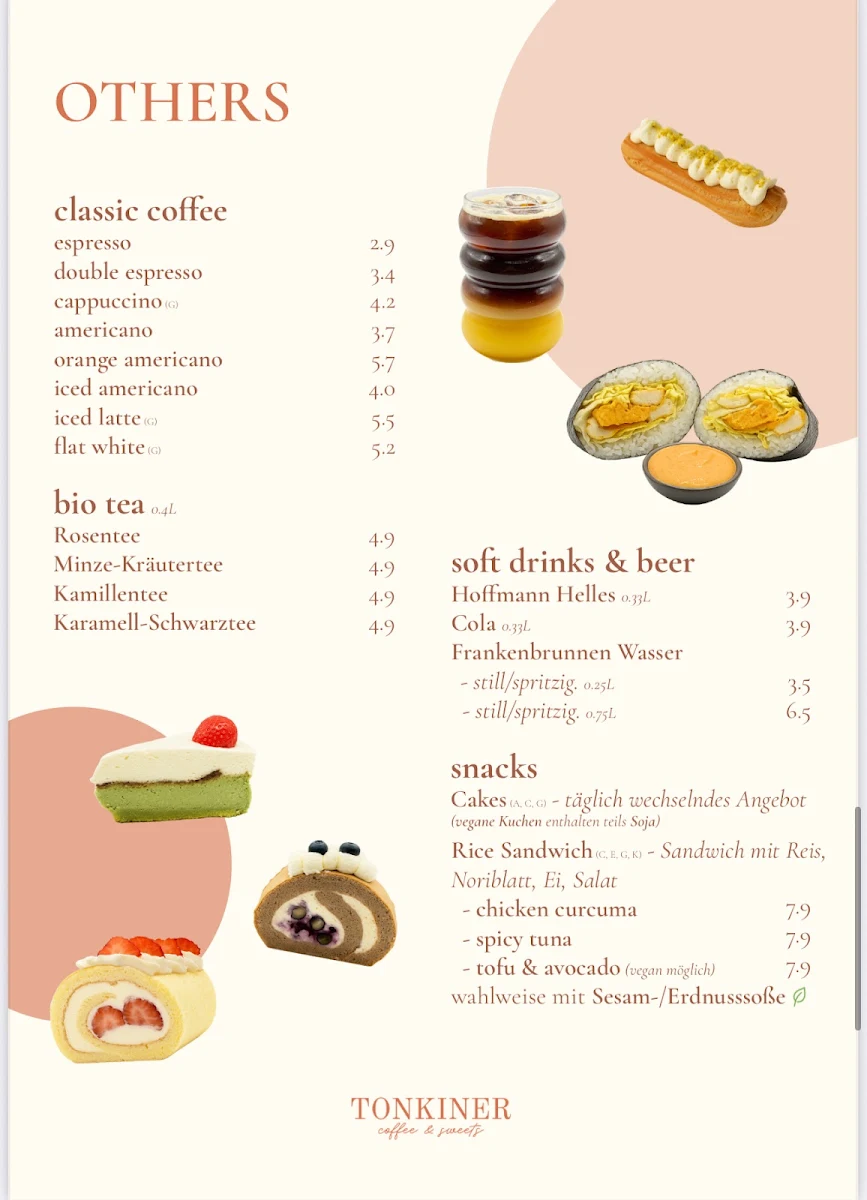 Speisekarte, Tonkiner Café
