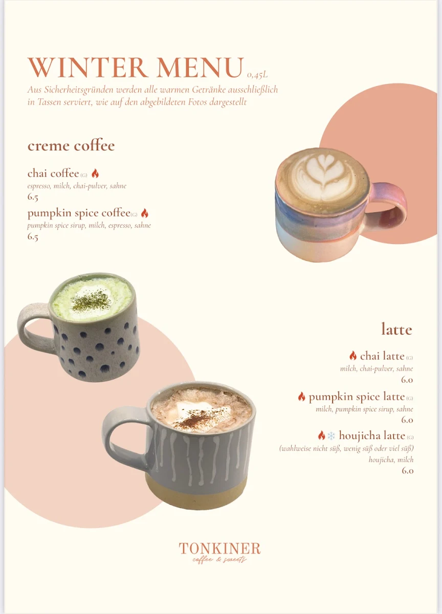 Speisekarte, Tonkiner Café