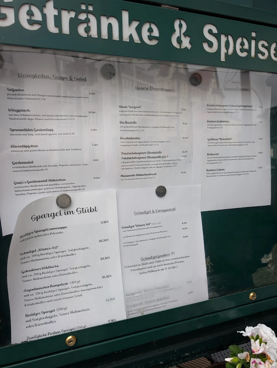 Speisekarte, Restaurant Bräustübl