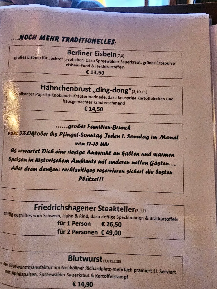 Speisekarte, Restaurant Bräustübl