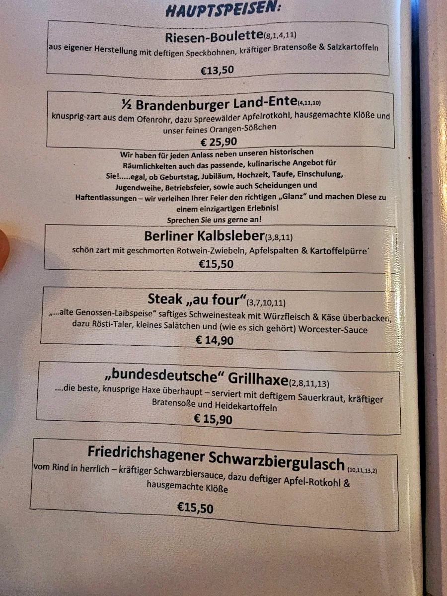 Speisekarte, Restaurant Bräustübl