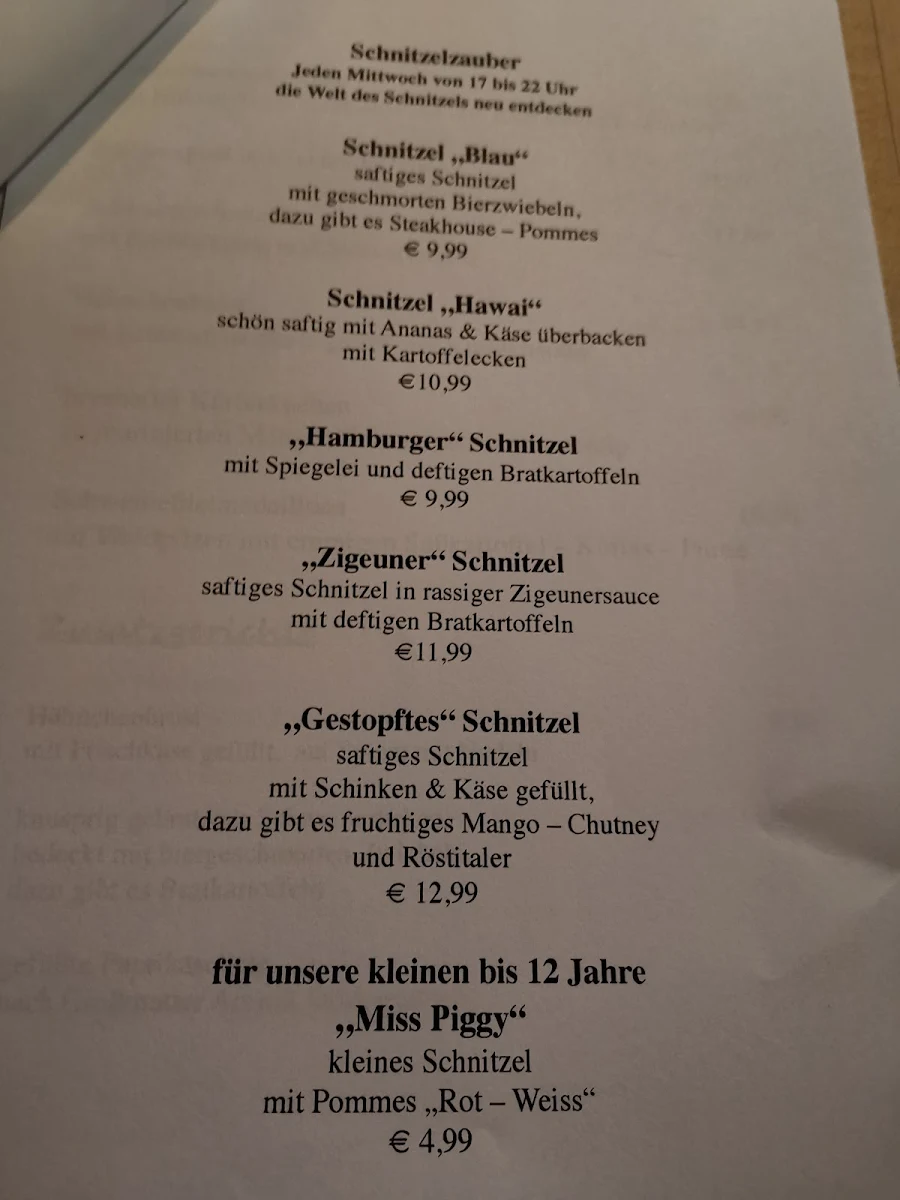 Speisekarte, Restaurant Bräustübl