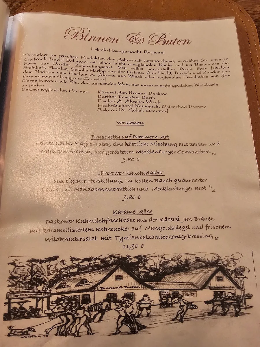 Speisekarte, Binnen un Buten