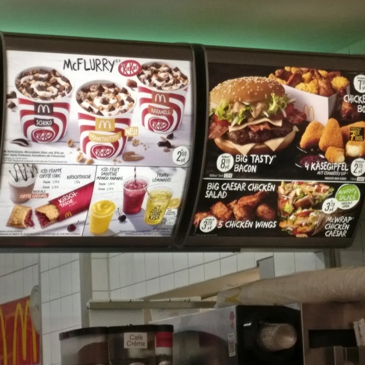 Speisekarte, McDonald's