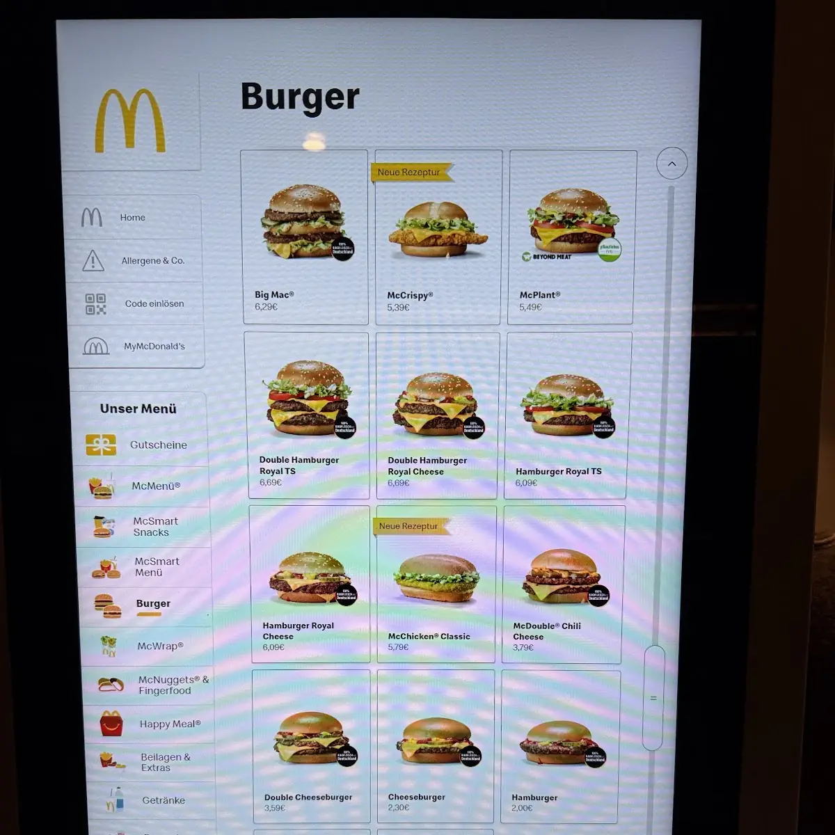 Speisekarte, McDonald's