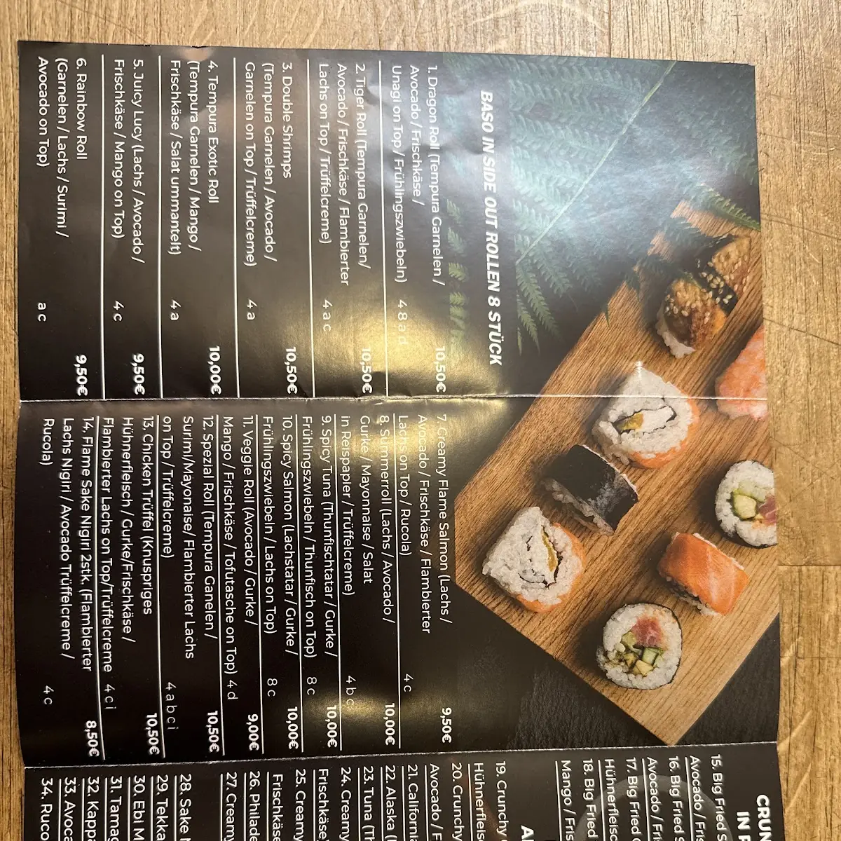 Speisekarte, Baso Tea Erding