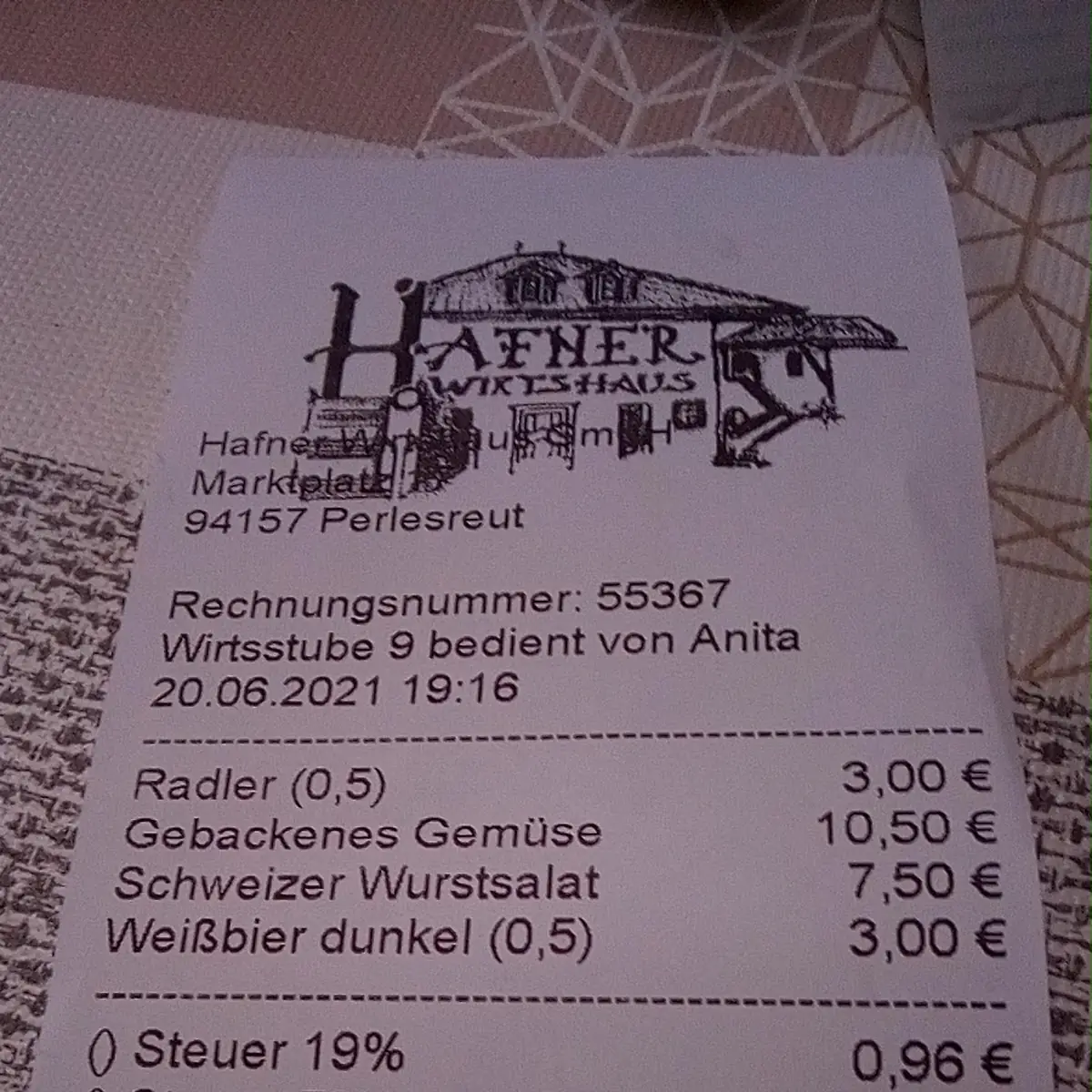 Speisekarte, Hafner Wirtshaus