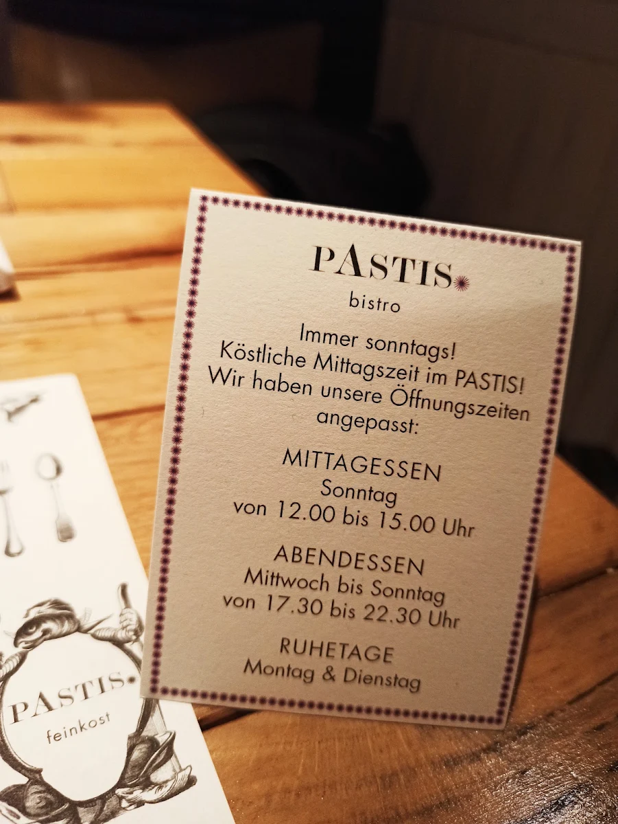 Speisekarte, Pastis bistro