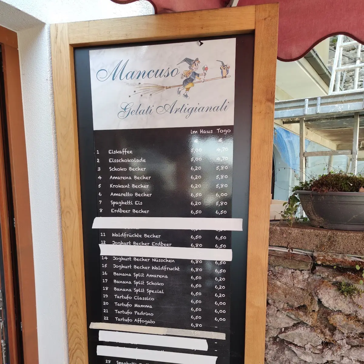 Speisekarte, Eiscafé Mancuso