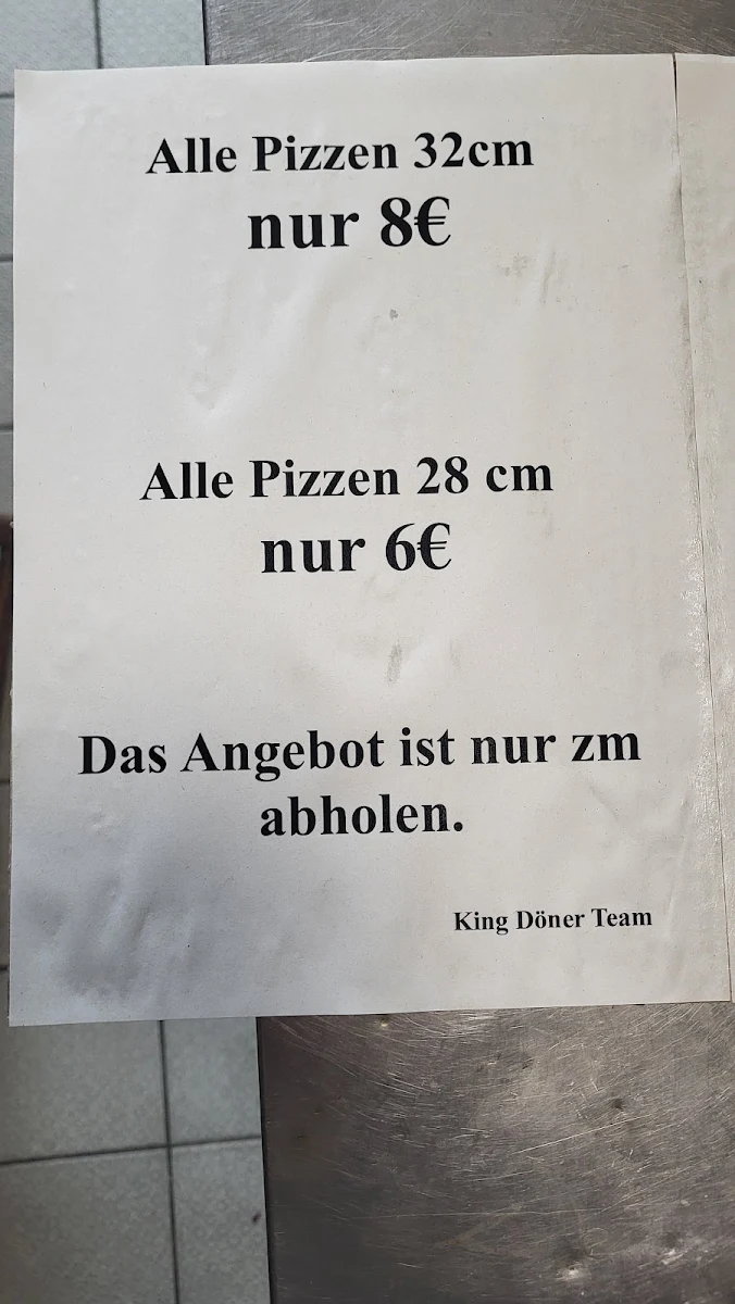 Speisekarte, King Döner