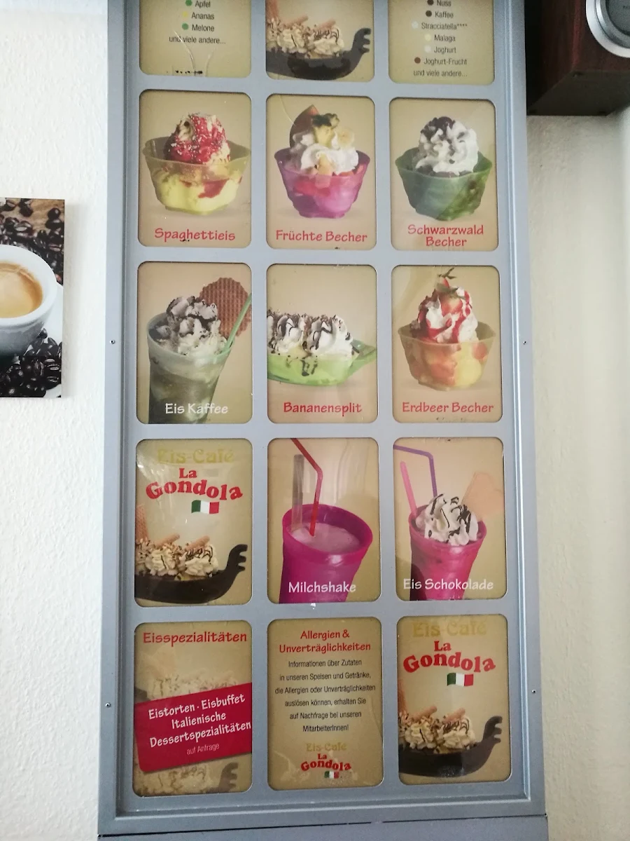 Speisekarte, Eiscafé La Gondola