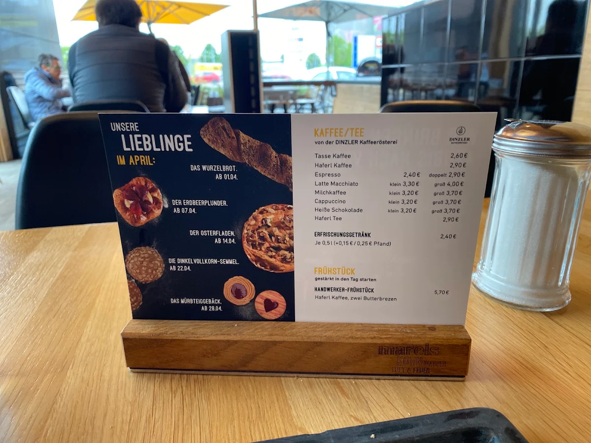 Speisekarte, Bäckerei Mareis GmbH
