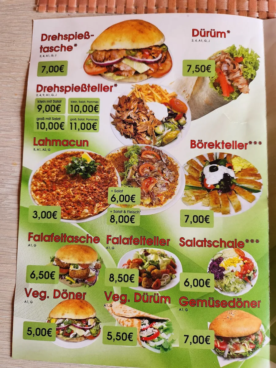 Speisekarte, Kaya Döner Lauda