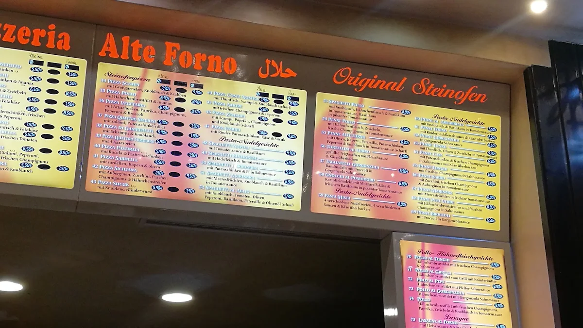 Speisekarte, Pizzeria Alte Forno