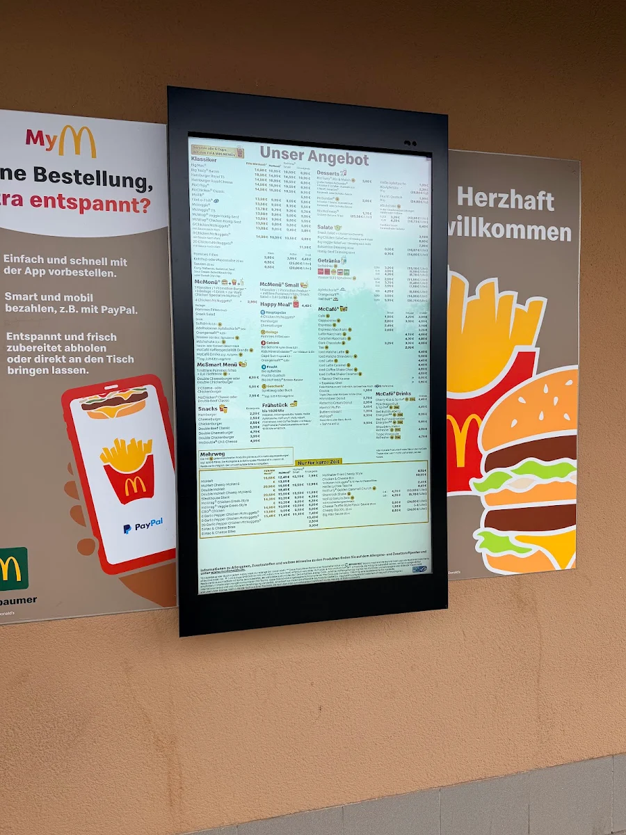 Speisekarte, McDonald's
