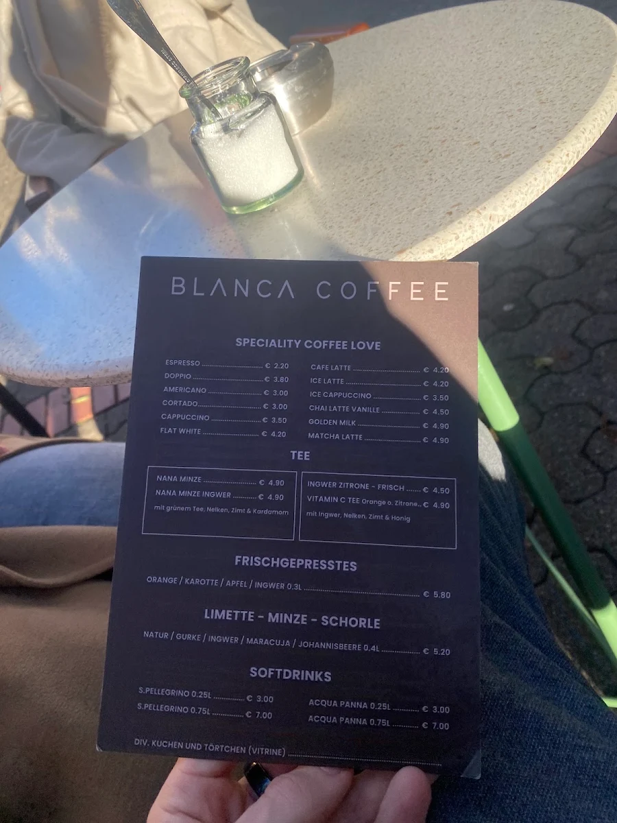 Speisekarte, Blanca Coffee