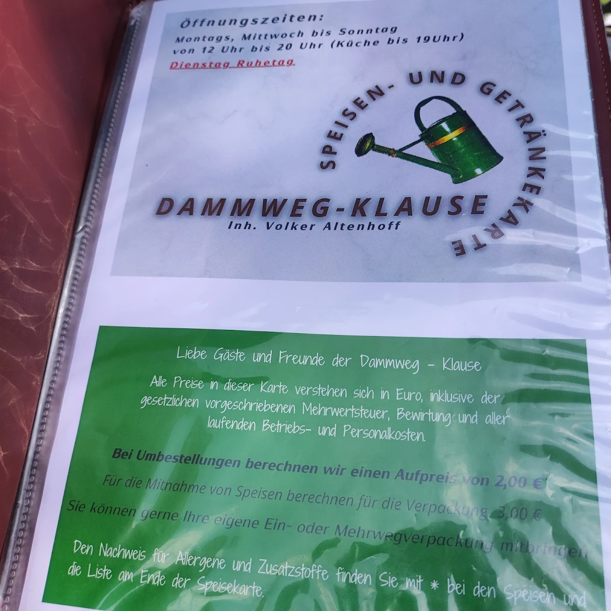 Speisekarte, Dammwegklause
