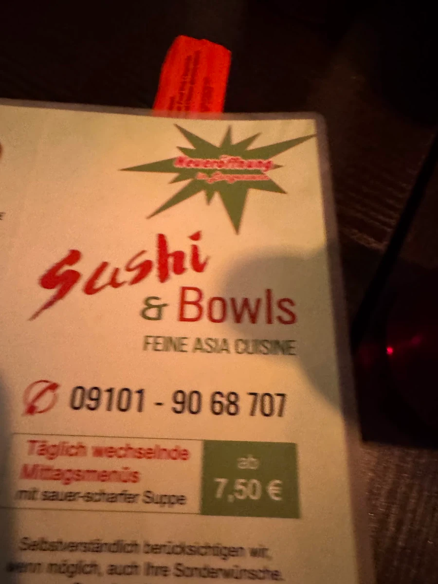 Speisekarte, Sushi&Bowls