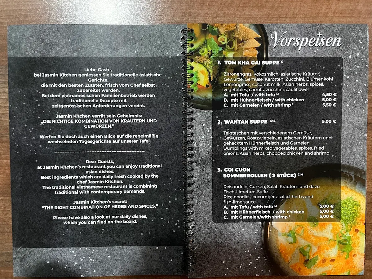 Speisekarte, Jasmine Kitchen