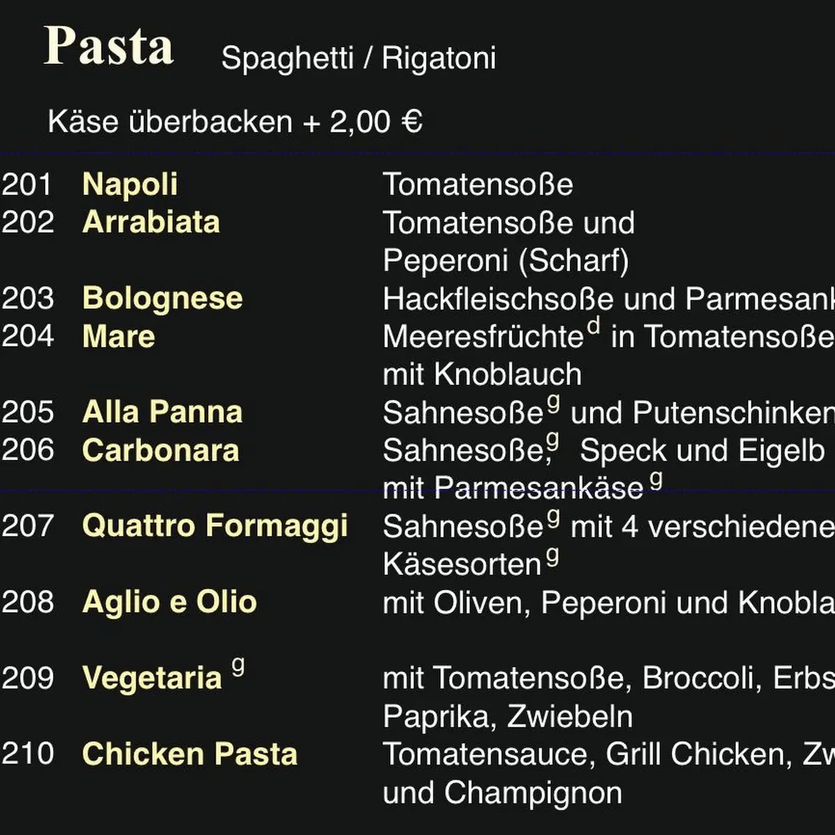 Speisekarte, König Pizza Karlsruhe