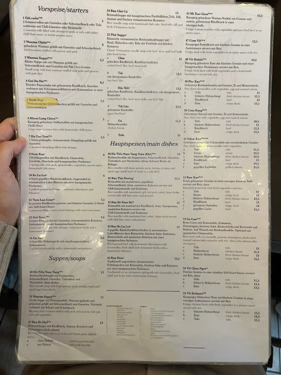 Speisekarte, Noodle Village