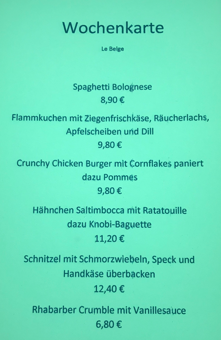 Speisekarte, Le Belge - belgisches Bierhaus und Restaurant - Offenbach am Main