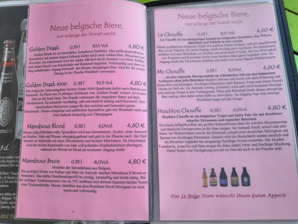 Speisekarte, Le Belge - belgisches Bierhaus und Restaurant - Offenbach am Main