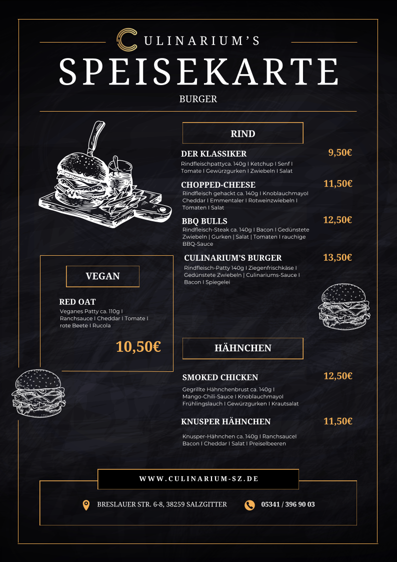 Speisekarte, Restaurant Culinarium