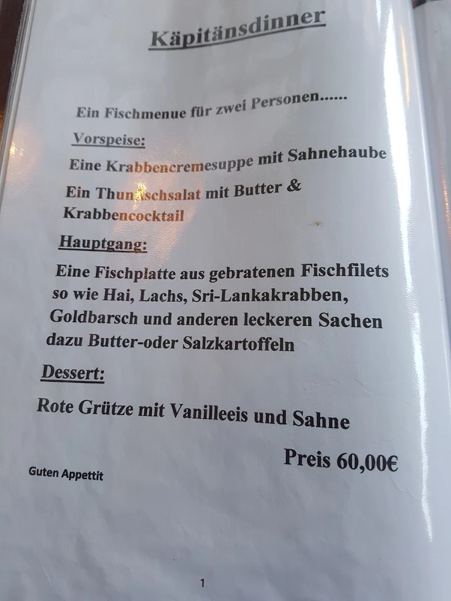 Speisekarte, Am Kamin