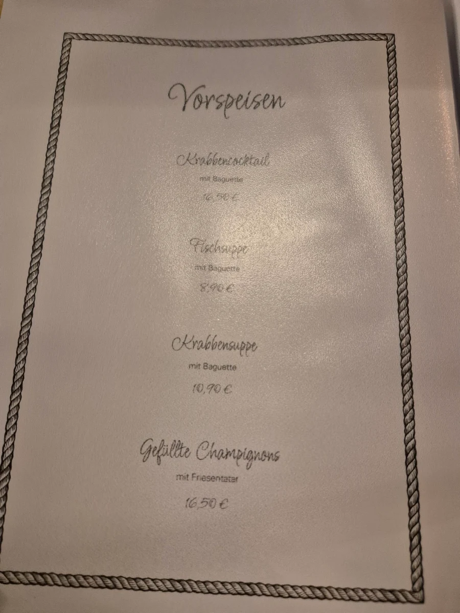 Speisekarte, Am Kamin