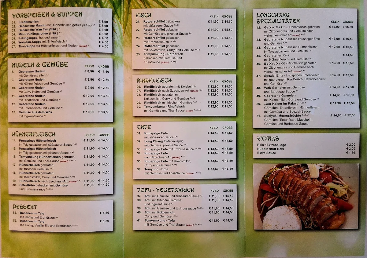 Speisekarte, Asia Snack Bar
