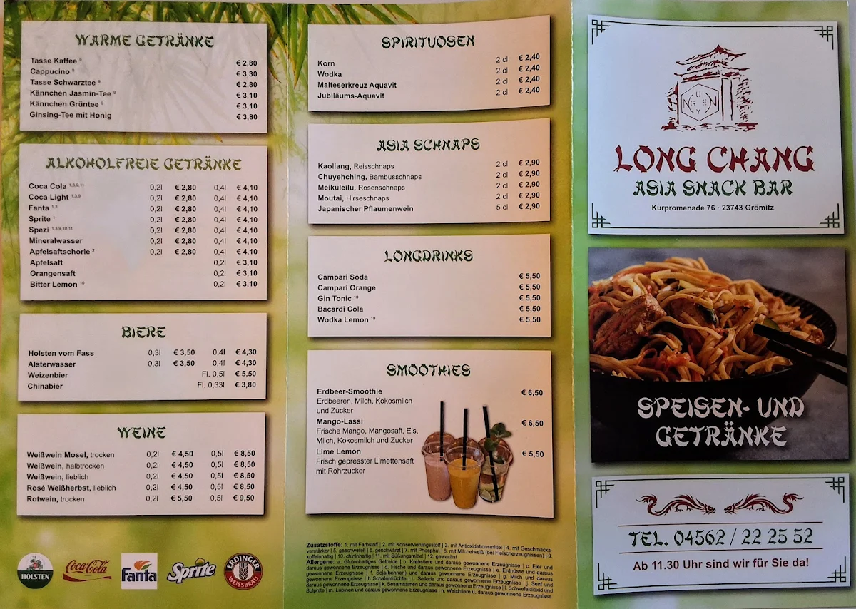 Speisekarte, Asia Snack Bar