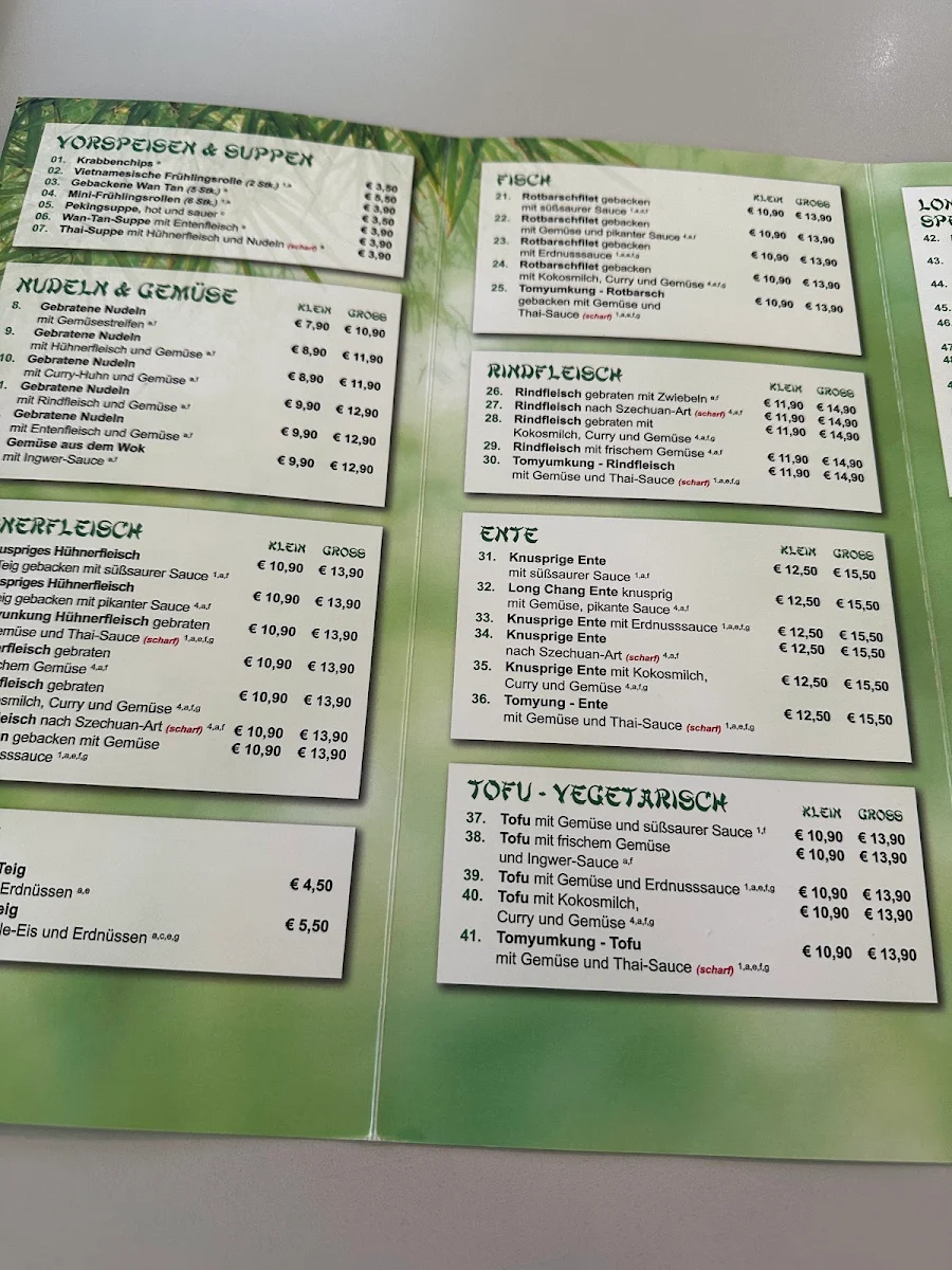 Speisekarte, Asia Snack Bar