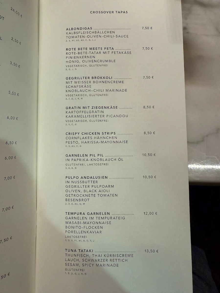 Speisekarte, Restaurant Cäcilie