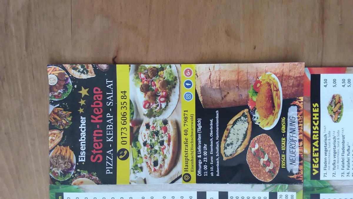 Speisekarte, Stern Kebap Eisenbach