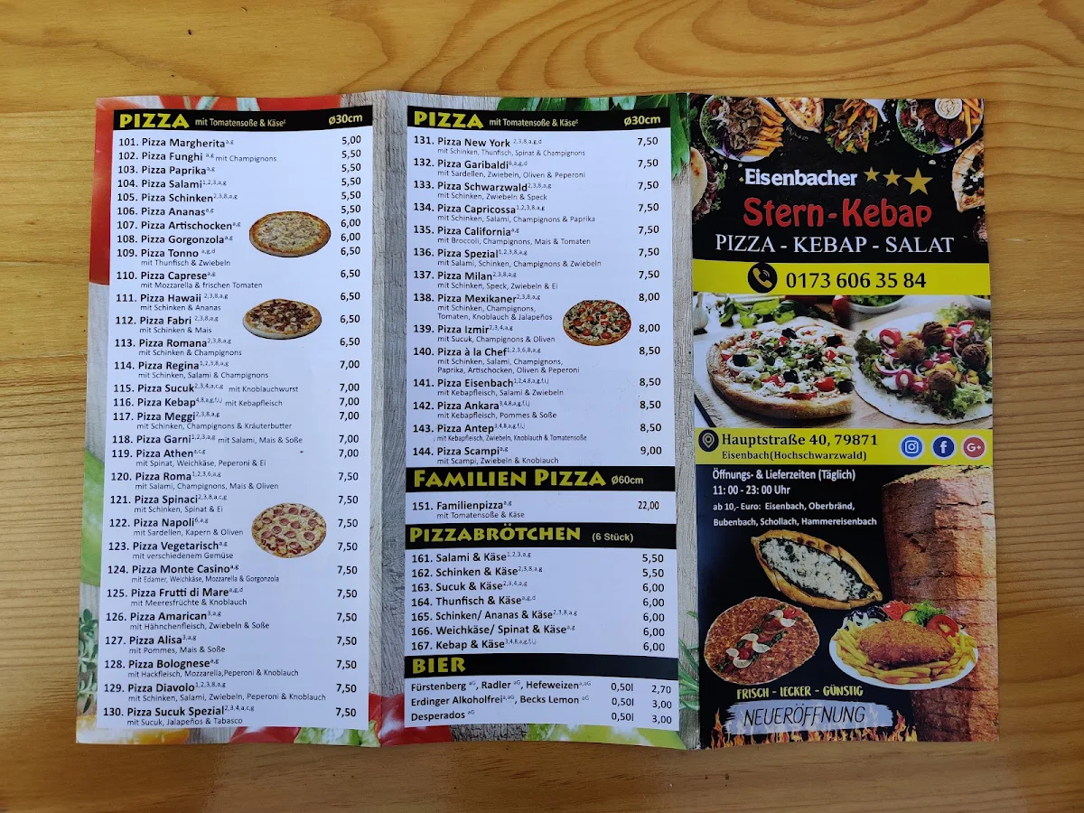 Speisekarte, Stern Kebap Eisenbach
