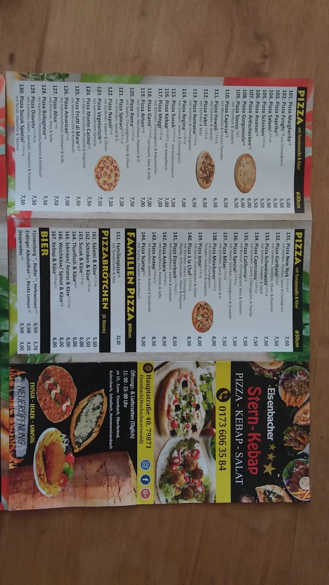 Speisekarte, Stern Kebap Eisenbach