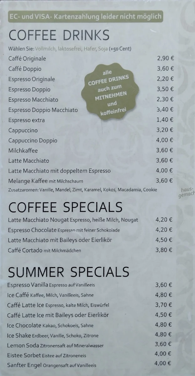 Speisekarte, Coffini Cafe-Bar / Erlangen
