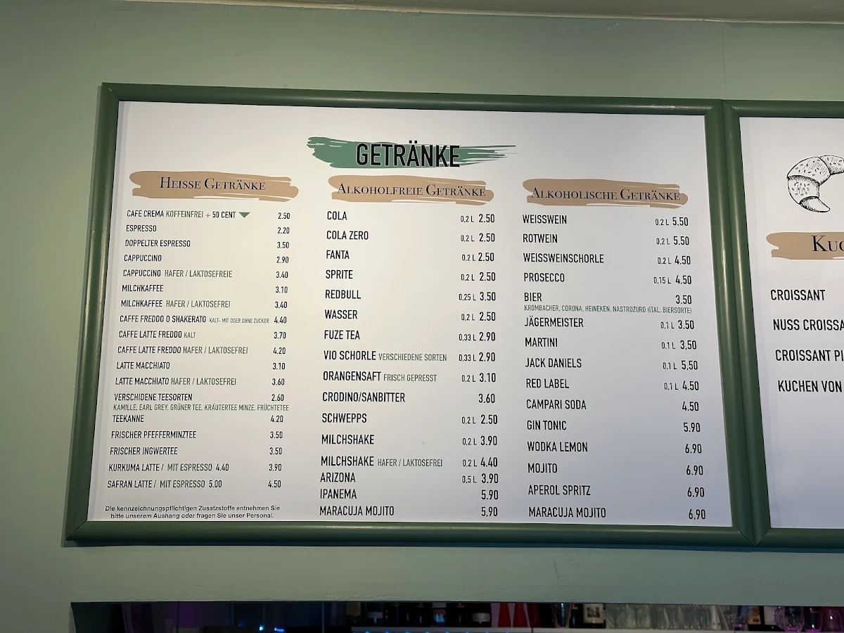 Speisekarte, Cafeliano