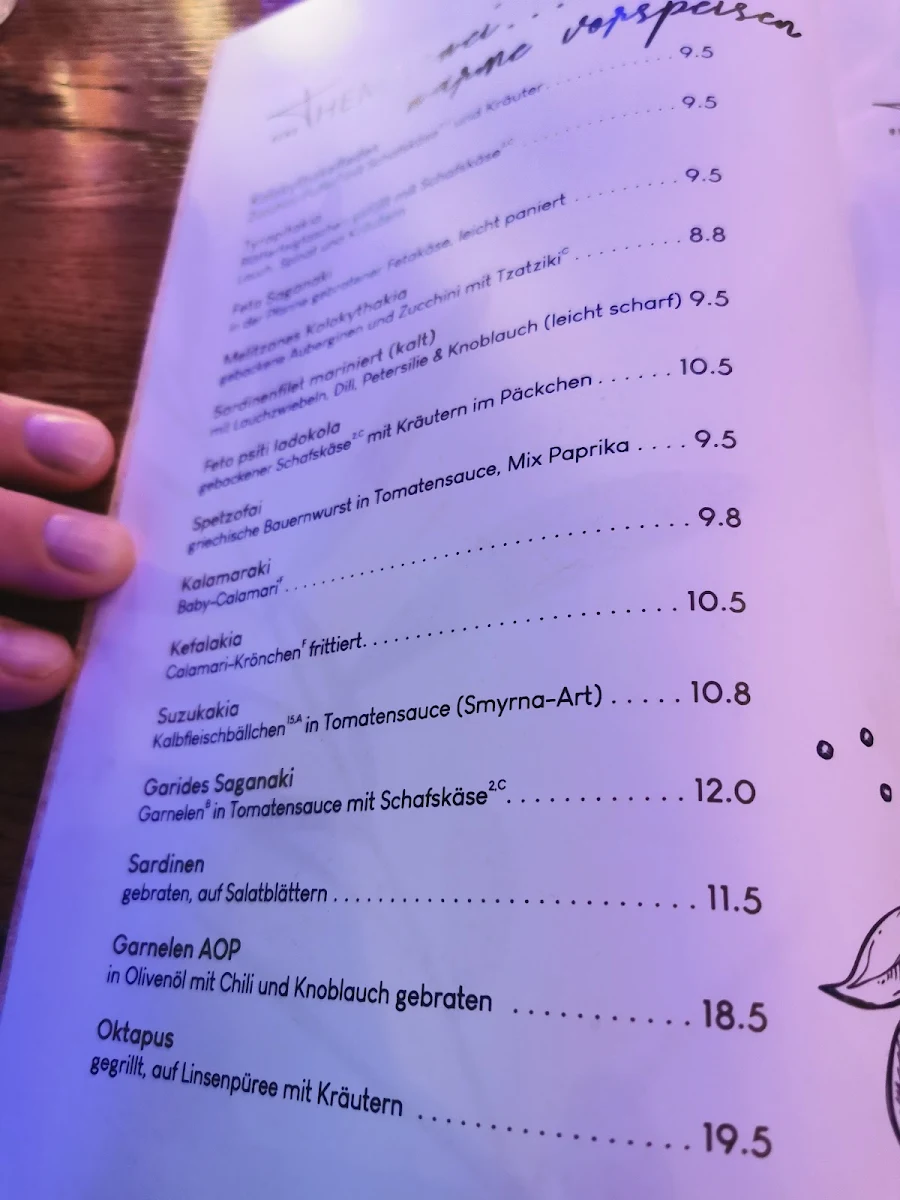 Speisekarte, THEMA - der Grieche