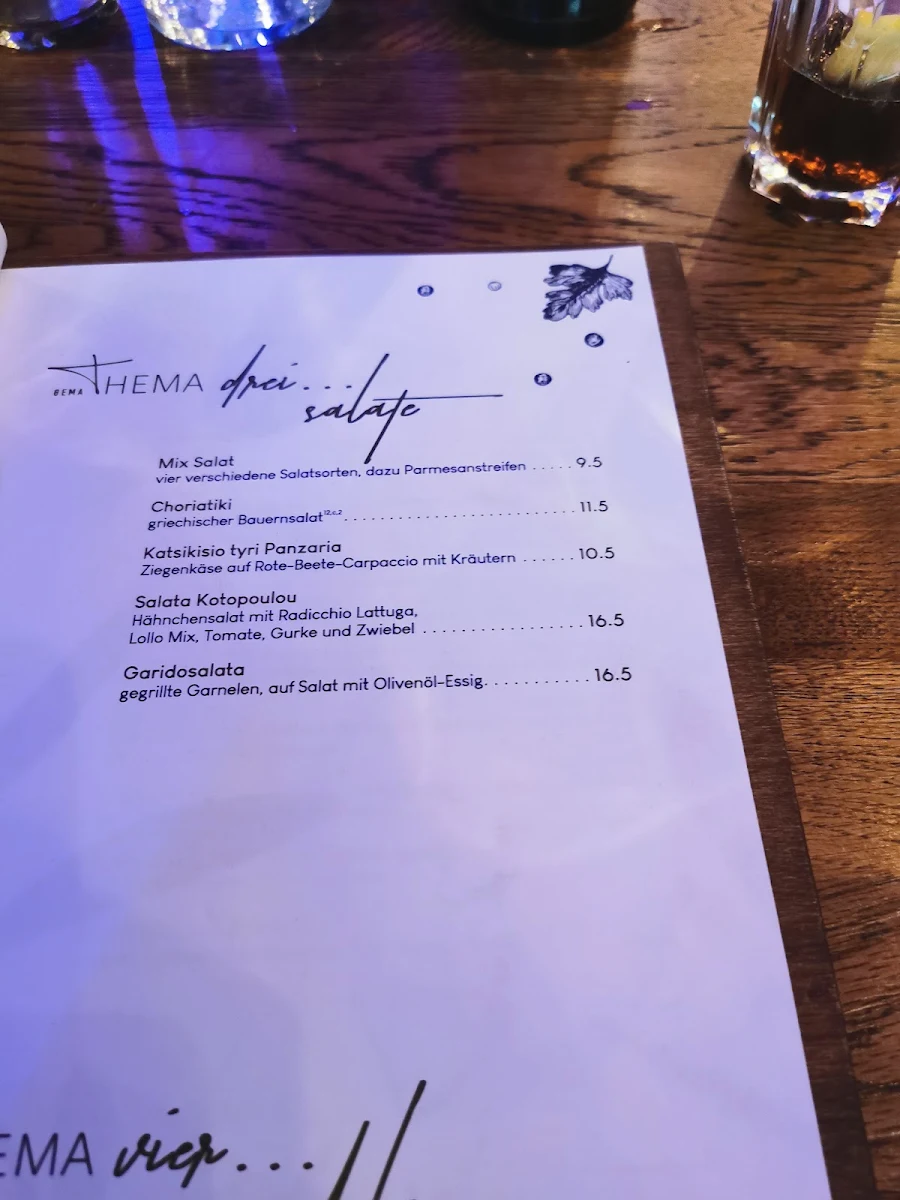 Speisekarte, THEMA - der Grieche