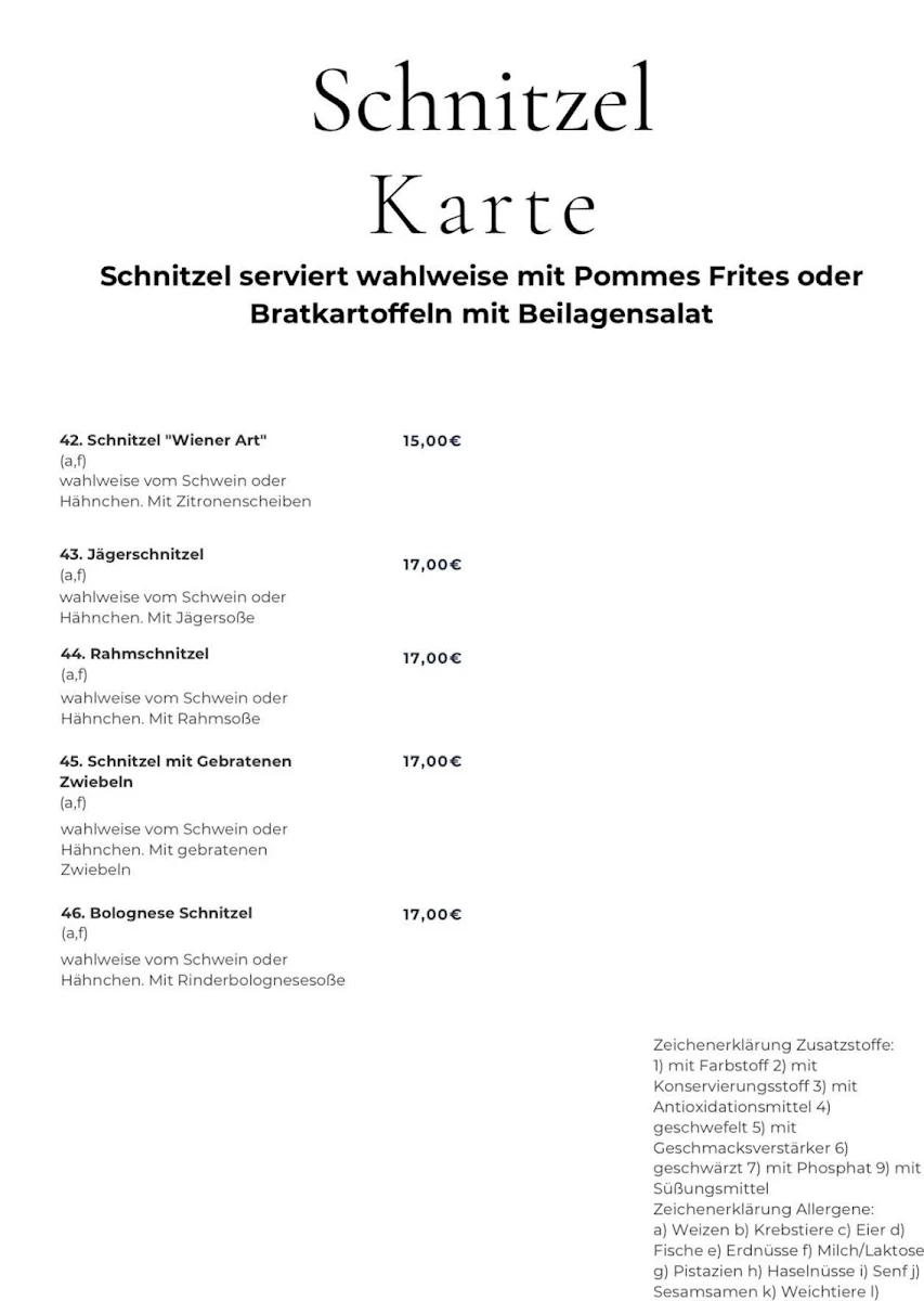 Speisekarte, Bürgerhaus Ockstadt