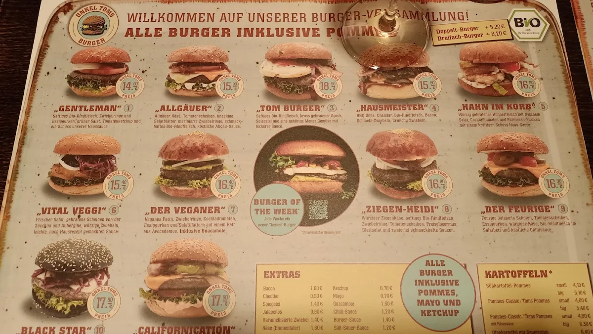 Speisekarte, Onkel Toms Wirtshaus