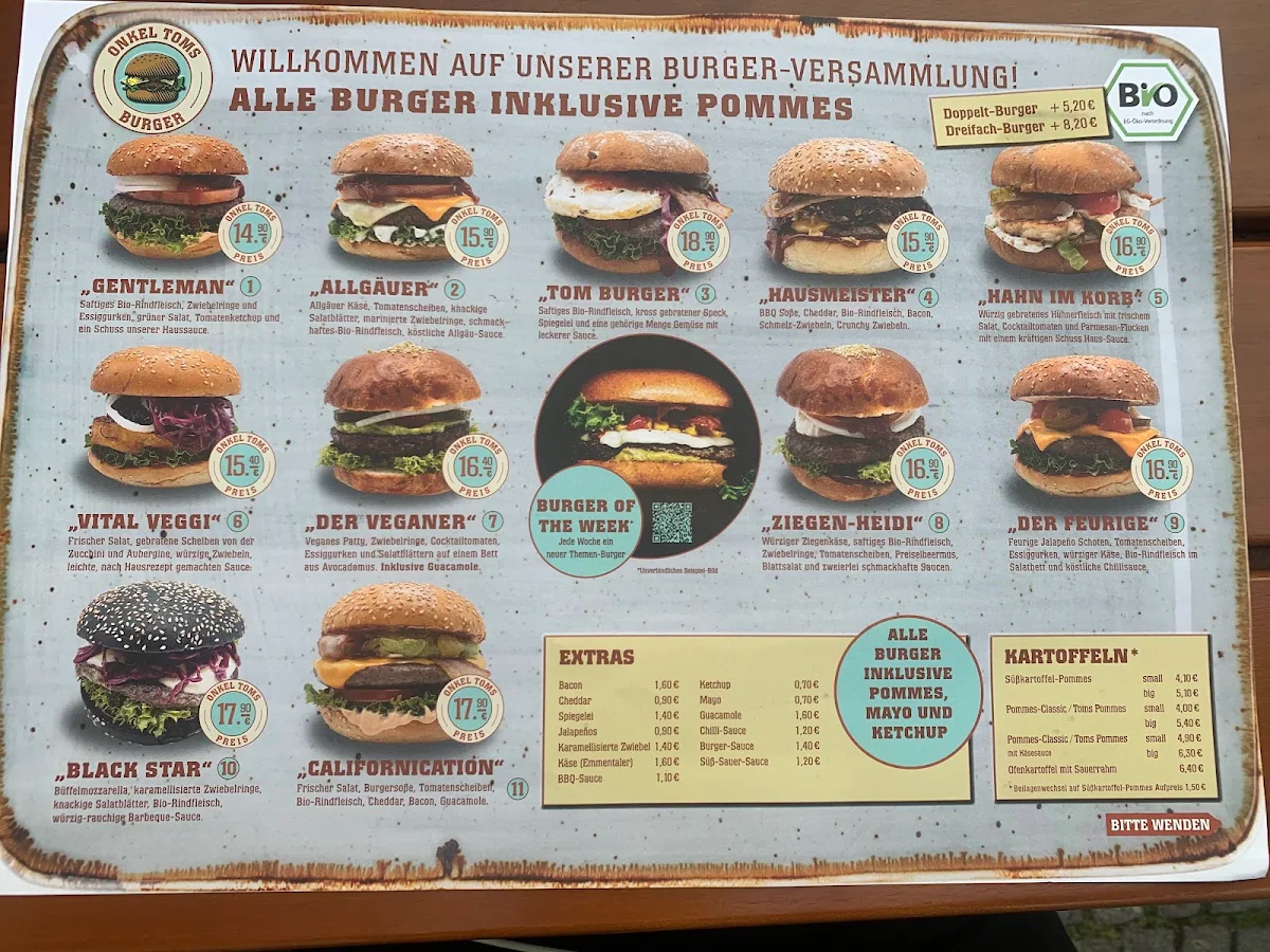 Speisekarte, Onkel Toms Wirtshaus