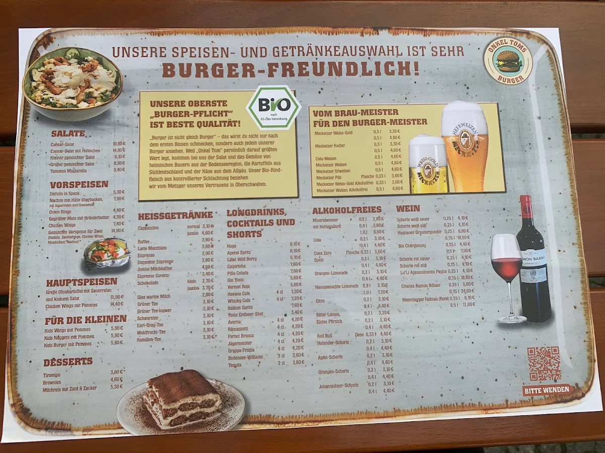 Speisekarte, Onkel Toms Wirtshaus