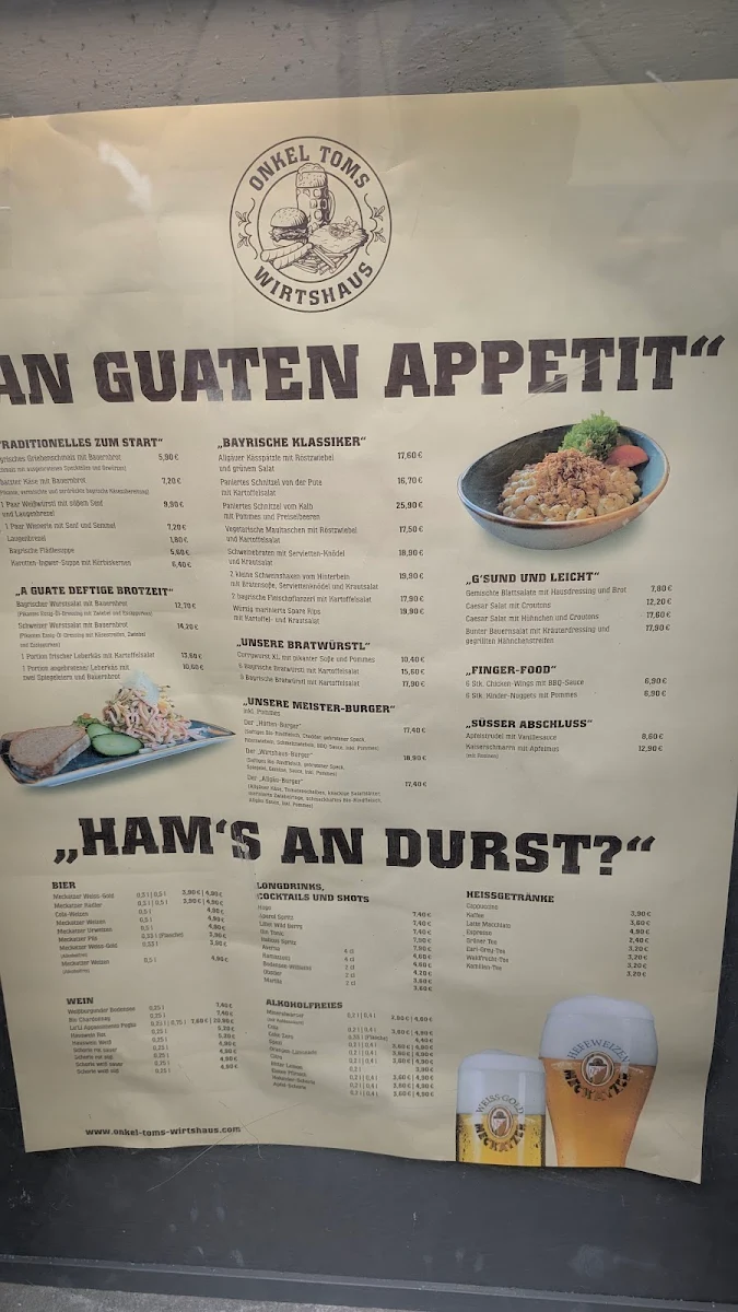 Speisekarte, Onkel Toms Wirtshaus