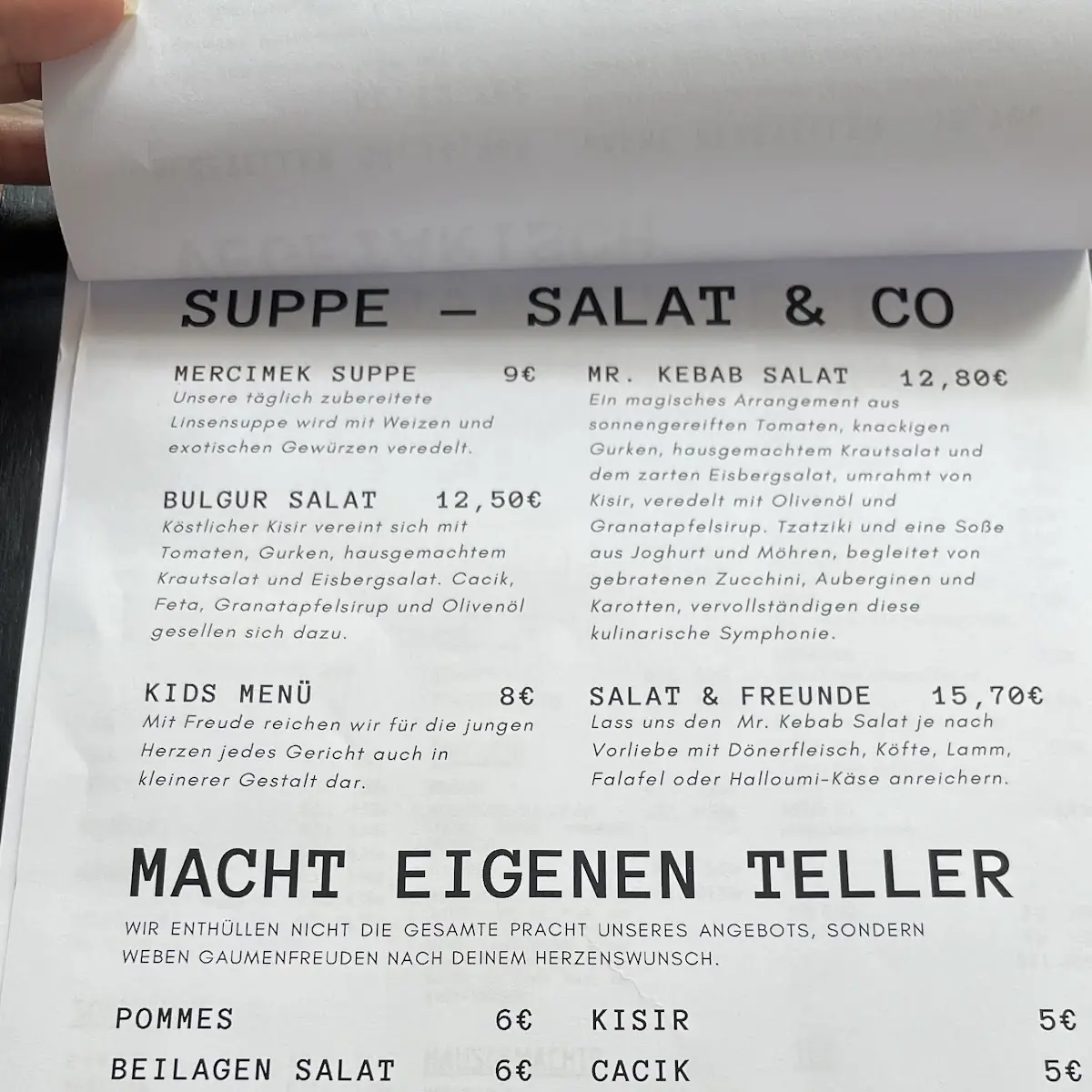 Speisekarte, Mr. Kebab