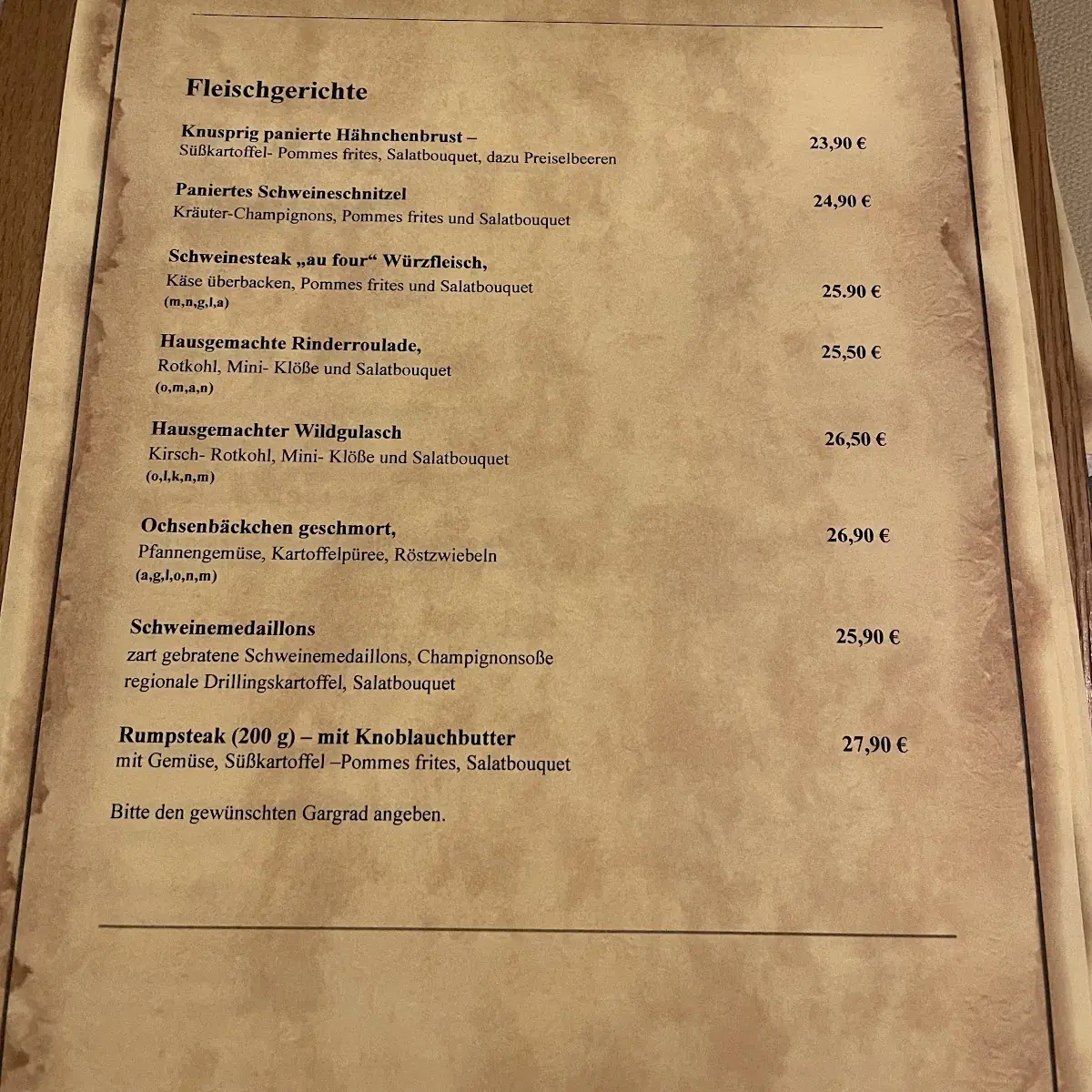 Speisekarte, Frankfurter Kartoffelhaus - Das Restaurant in Frankfurt (Oder)